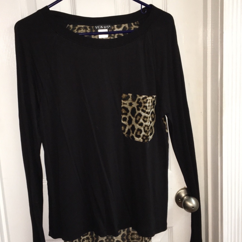 Long Sleeve Animal Print Blouse by Venus